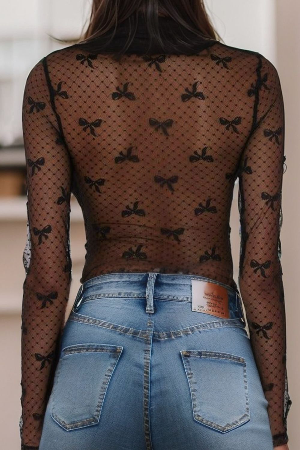 Brielle | Women's Bow Round Neck Sheer Top