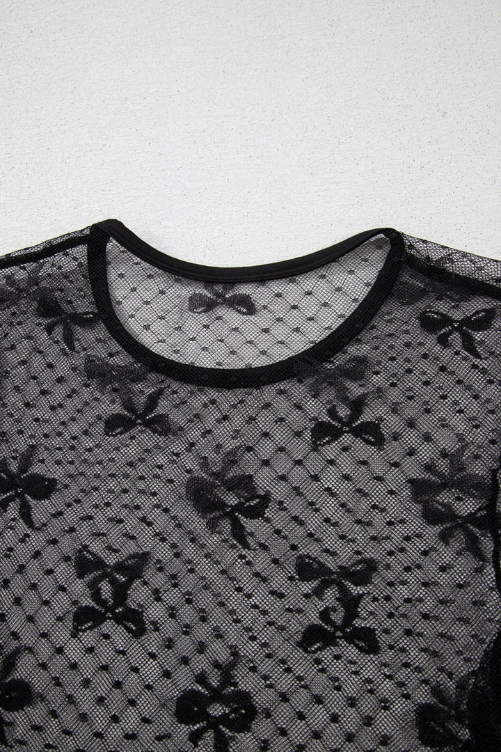 Brielle | Women's Bow Round Neck Sheer Top