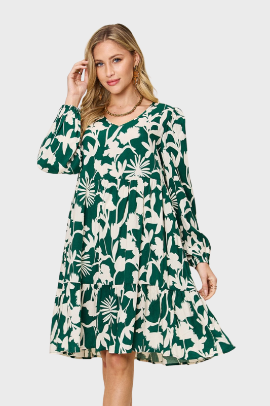 Scarlett | Women's Full Size Printed Ruffle Hem Dress with Pocket
