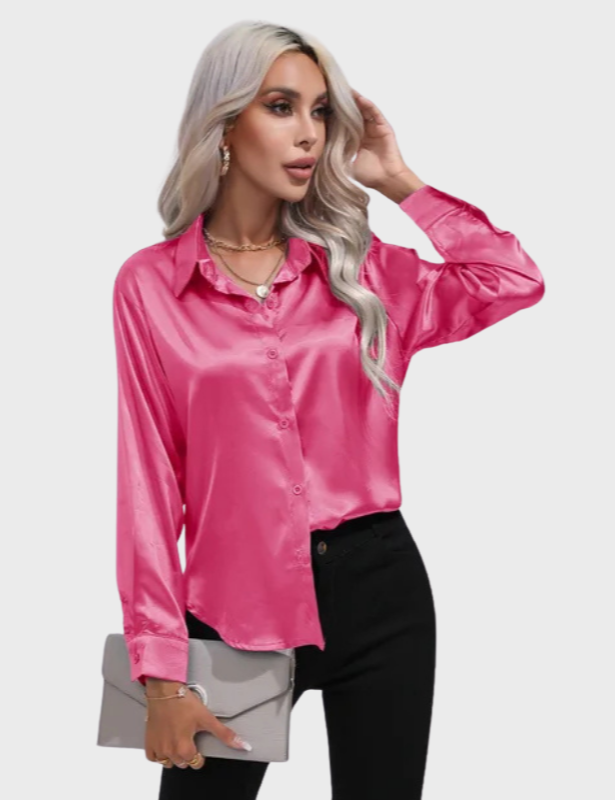 Women’s Button-Up Blouse with a Relaxed Fit