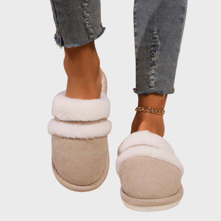 Isabelle | Women's Contrast Faux Fur Round Toe Slippers