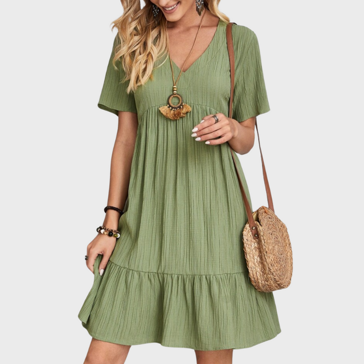 Full Size V-Neck Short Sleeve Dress