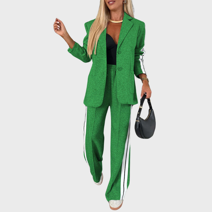Lydia | Women's Contrast Lapel Collar Top and Pants Set