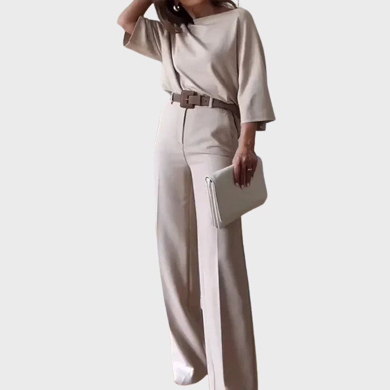 Off-White Women’s Batwing Wide-Leg Pants Lounge Set on the model 
