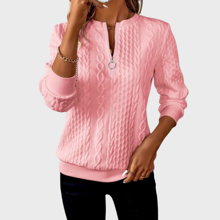 Samantha | Women's Texture Half Zip Long Sleeve Sweatshirt