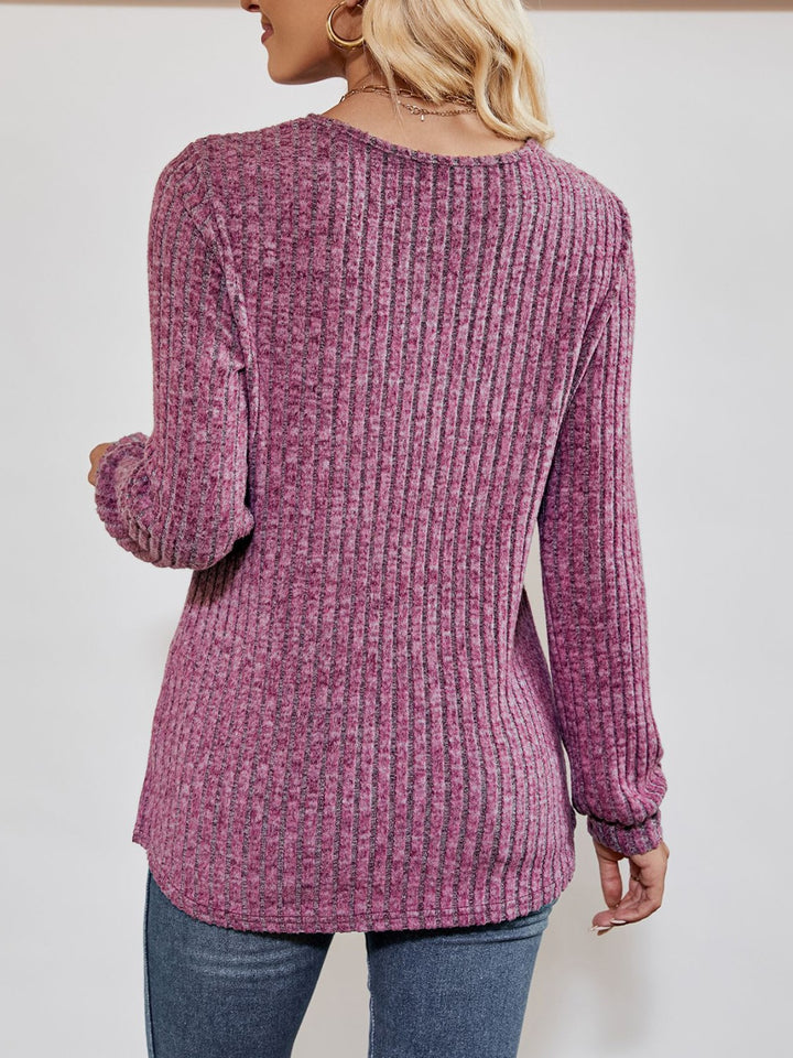 Alice | Women's V-Neck Ribbed Long Sleeve Top