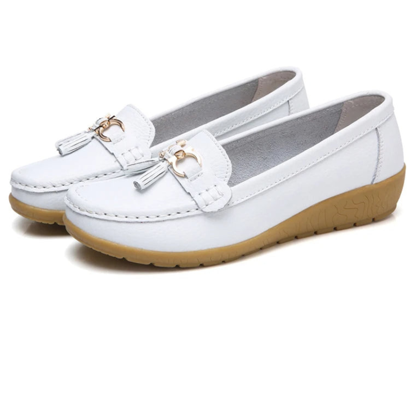 White Women’s Classic Comfort Slip-On Ballerinas 