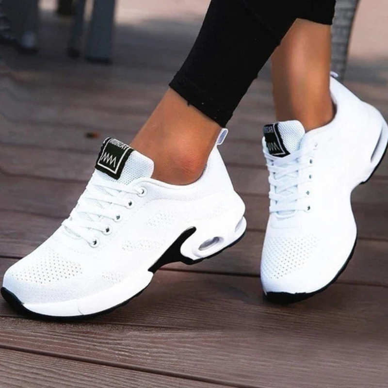 White Women's Lightweight Comfort Active Sneakers on model
