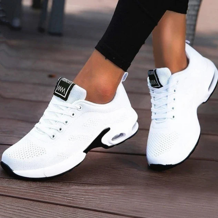 White Women's Lightweight Comfort Active Sneakers on model