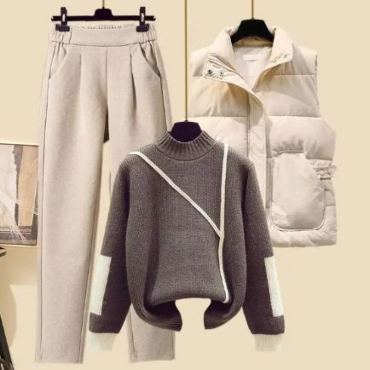 Women's 3-Piece Outfit Set – Pants, Vest & Sweater