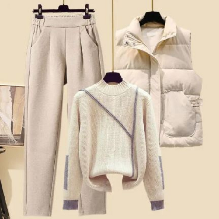 Women's 3-Piece Outfit Set – Pants, Vest & Sweater