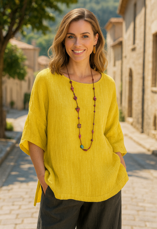 Women's 3/4 Sleeve Casual Top - Loose Fit for Everyday Style