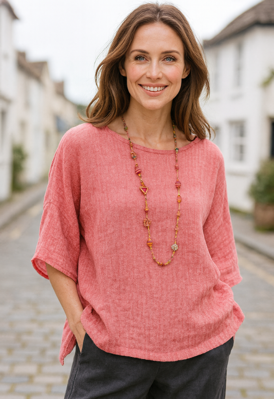Women's 3/4 Sleeve Casual Top - Loose Fit for Everyday Style