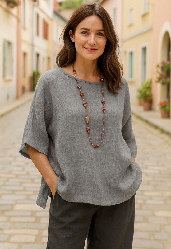 Women's 3/4 Sleeve Casual Top - Loose Fit for Everyday Style