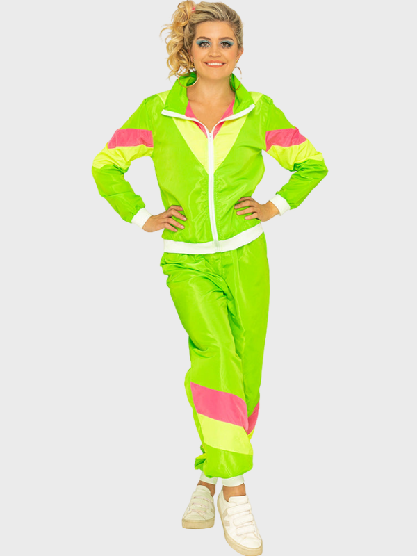 Women's 80s Halloween Neon Tracksuit Costume for Themed Parties