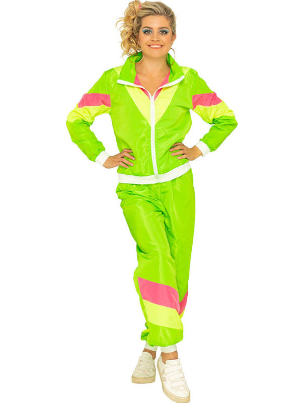 Women's 80s Halloween Neon Tracksuit Costume for Themed Parties