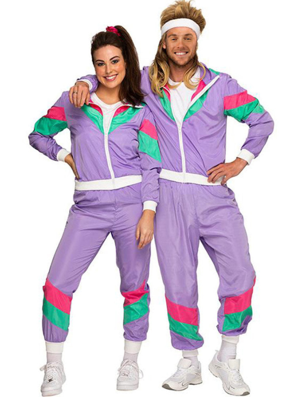 Women's 80s Halloween Neon Tracksuit Costume for Themed Parties