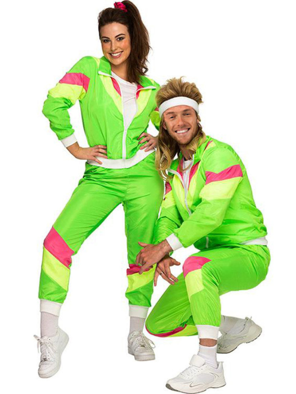 Women's 80s Halloween Neon Tracksuit Costume for Themed Parties