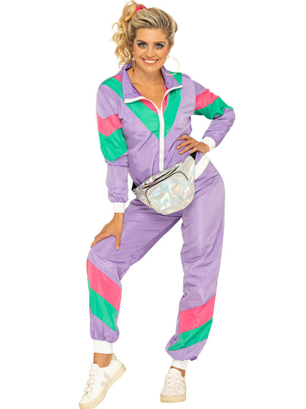 Women's 80s Halloween Neon Tracksuit Costume for Themed Parties