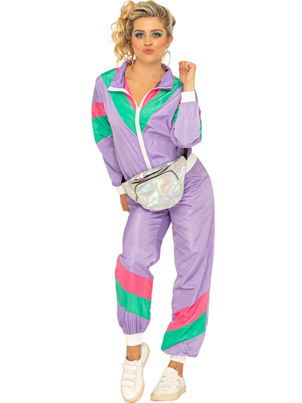 Women's 80s Halloween Neon Tracksuit Costume for Themed Parties