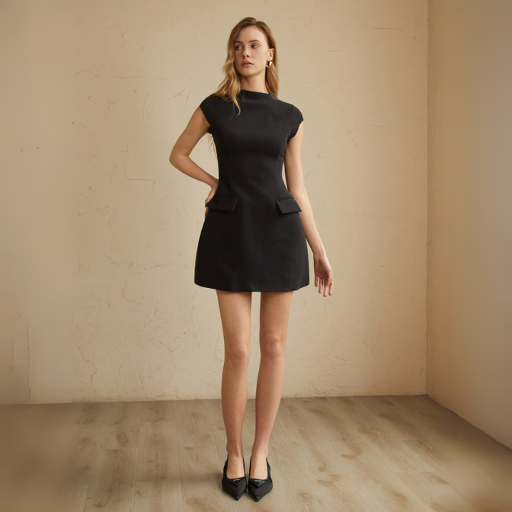 Women's A-Line Mini Summer Cocktail Dress with High Neck