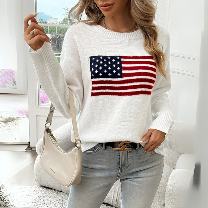 Women's American Flag Crewneck Sweater