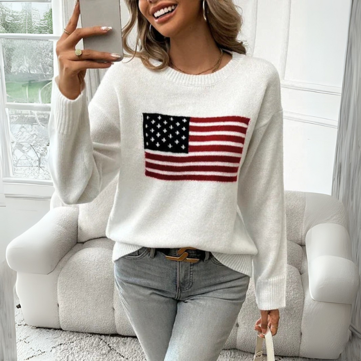 Women's American Flag Crewneck Sweater