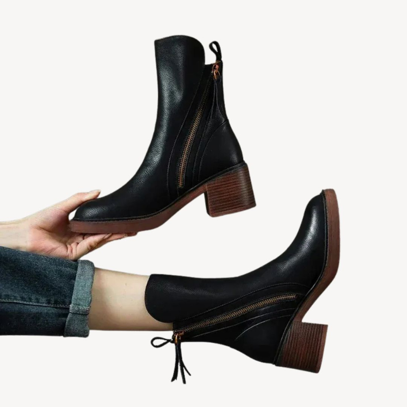 Women's Ankle Boots with Side Zipper for Versatile Wear
