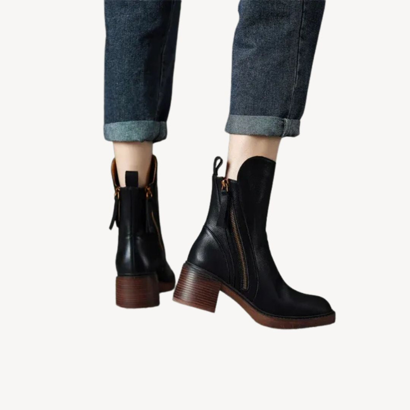 Women's Ankle Boots with Side Zipper for Versatile Wear