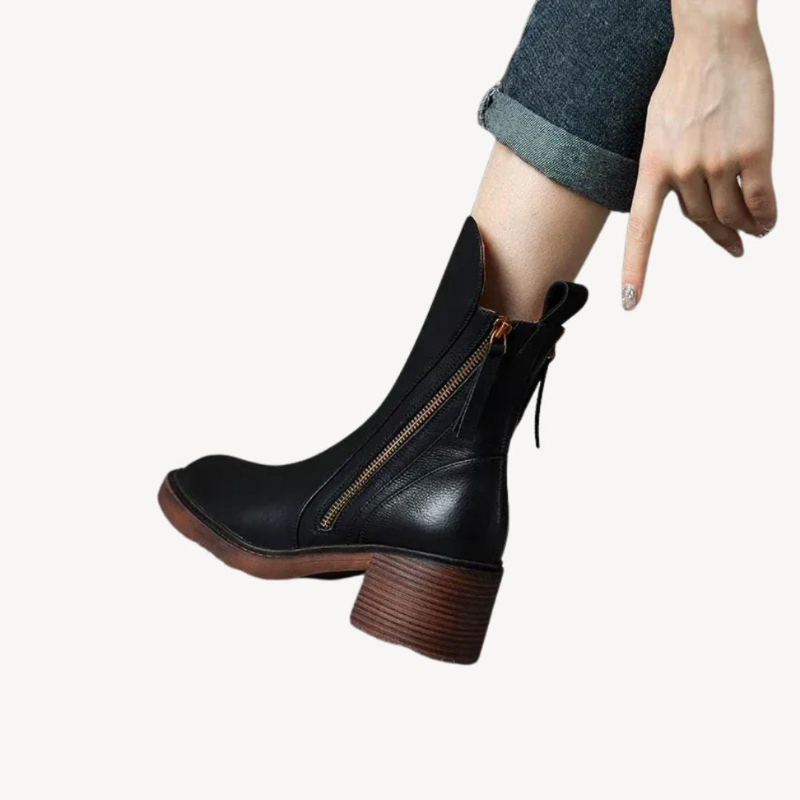 Women's Ankle Boots with Side Zipper for Versatile Wear