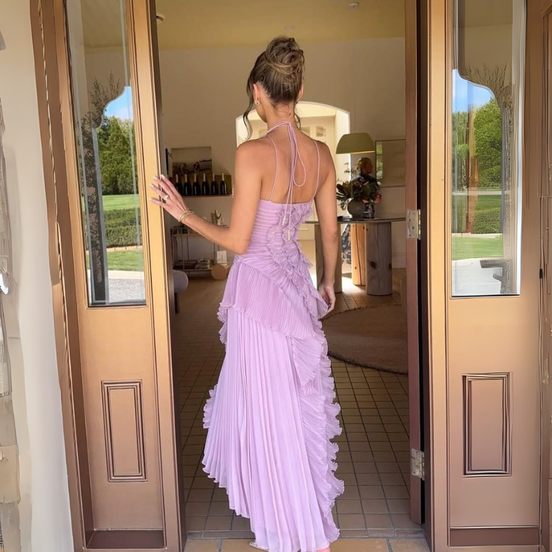 Women's Asymmetric Pleated Formal Dress - Evening and Cocktail Dress