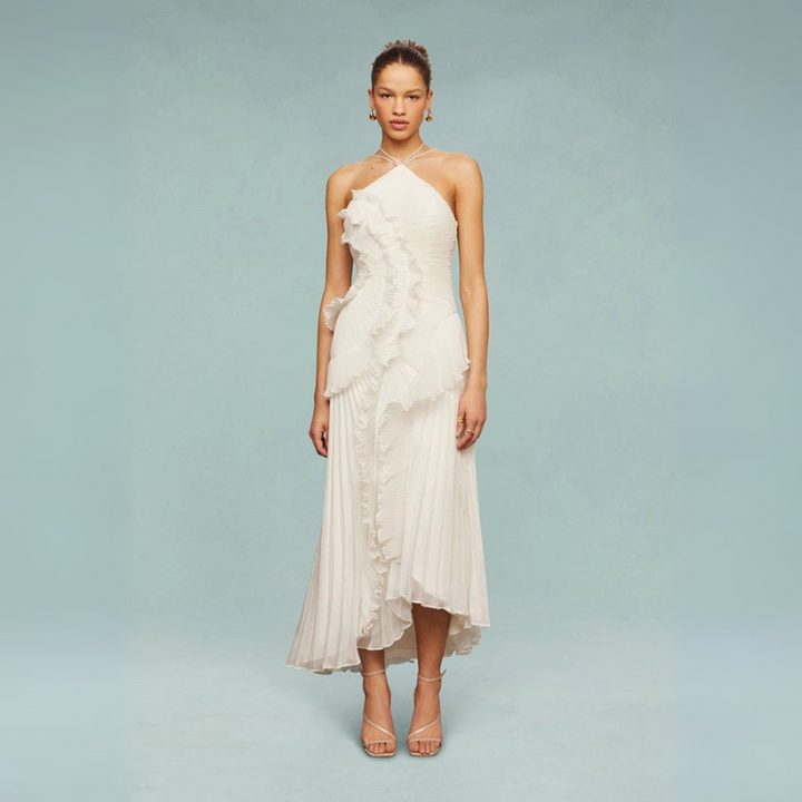 Women's Asymmetric Pleated Formal Dress - Evening and Cocktail Dress
