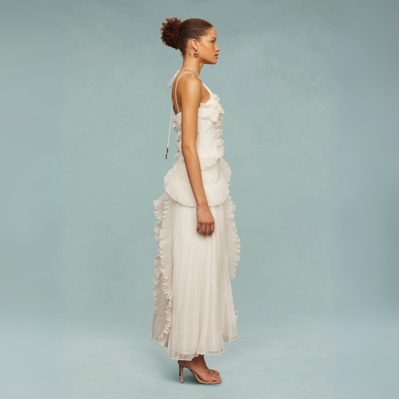 Women's Asymmetric Pleated Formal Dress - Evening and Cocktail Dress
