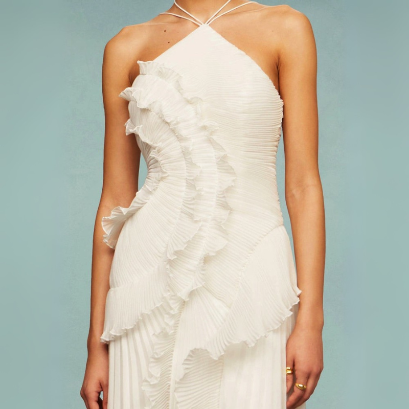 Women's Asymmetric Pleated Formal Dress - Evening and Cocktail Dress
