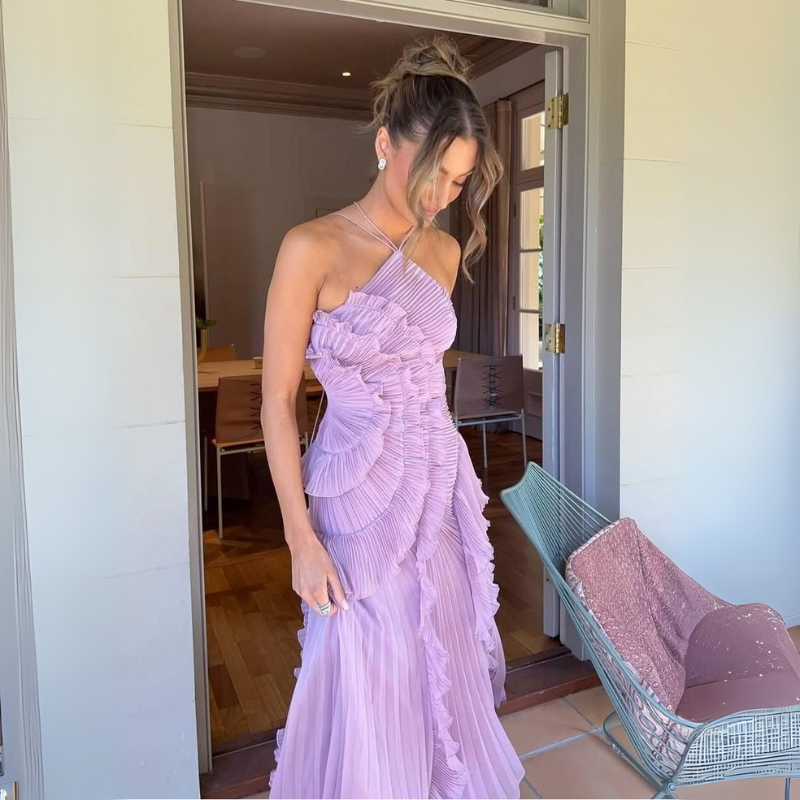 Women's Asymmetric Pleated Formal Dress - Evening and Cocktail Dress