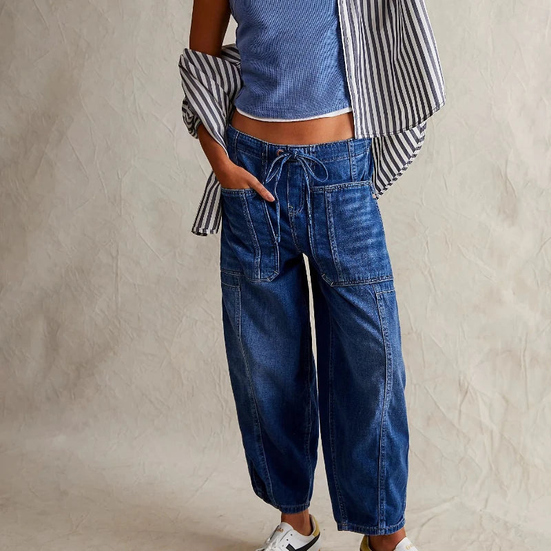 Women's Baggy Jeans Loose-Fit Denim Pants for Everyday Wear