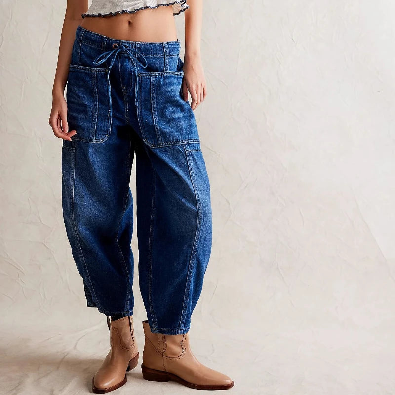 Women's Baggy Jeans Loose-Fit Denim Pants for Everyday Wear