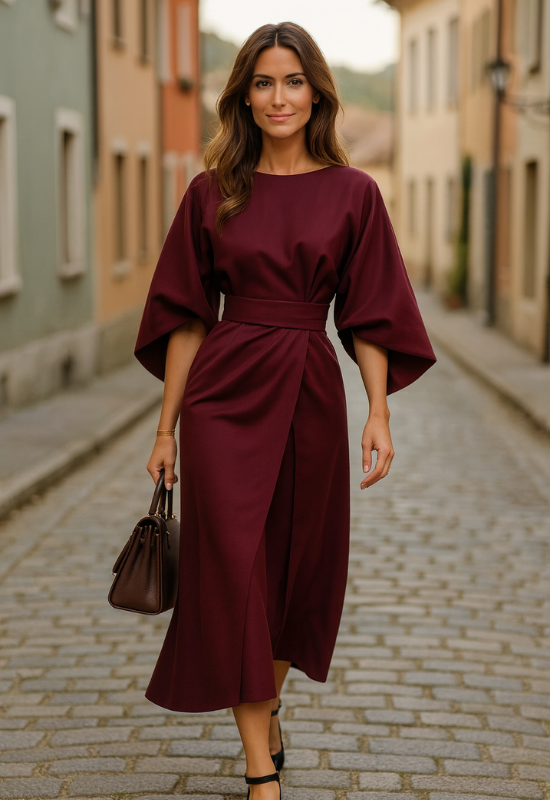 Women's Belted Midi Dress