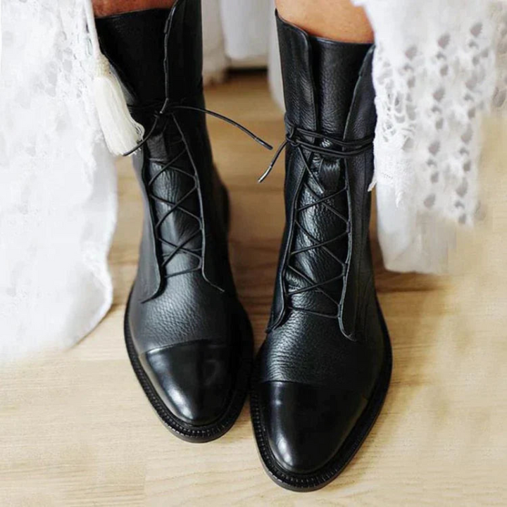 Women's Vintage Heeled Boots – Stylish Ankle Boots with Anti-Slip Sole
