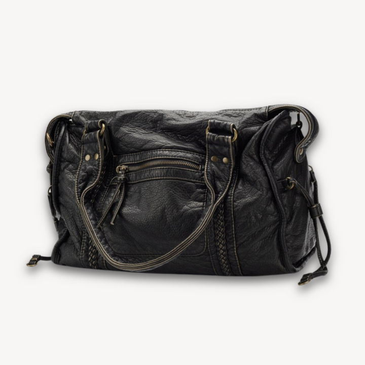 Women's Black Shoulder Tote Bag with Zipper Pocket for Everyday Use