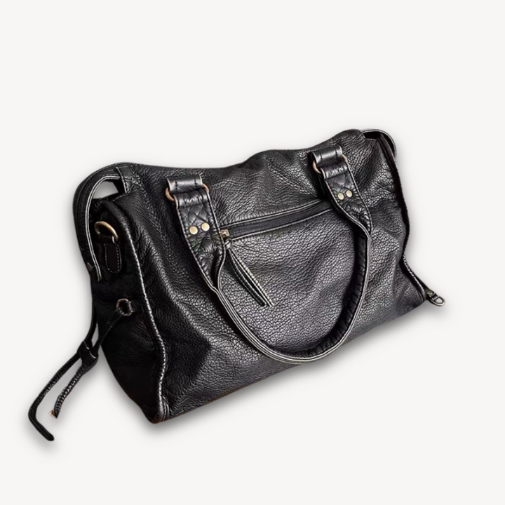 Women's Black Shoulder Tote Bag with Zipper Pocket for Everyday Use