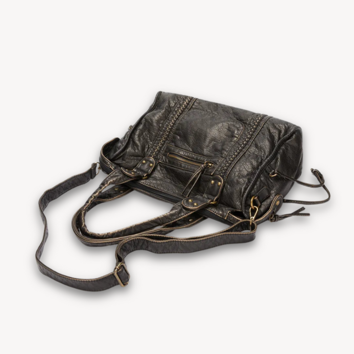 Women's Black Shoulder Tote Bag with Zipper Pocket for Everyday Use