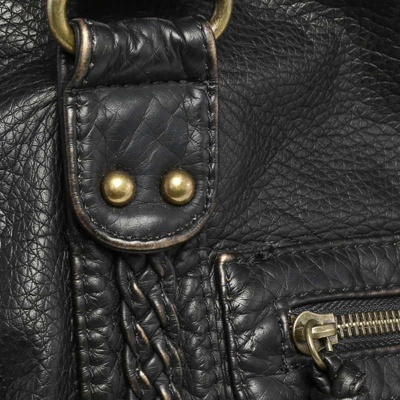 Women's Black Shoulder Tote Bag with Zipper Pocket for Everyday Use