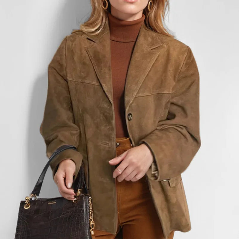 Women's Blazer Vintage Coat Style with Lapel Design