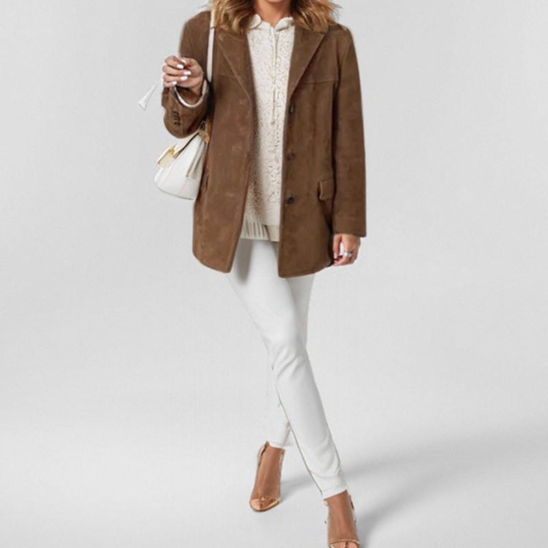 Women's Blazer Vintage Coat Style with Lapel Design