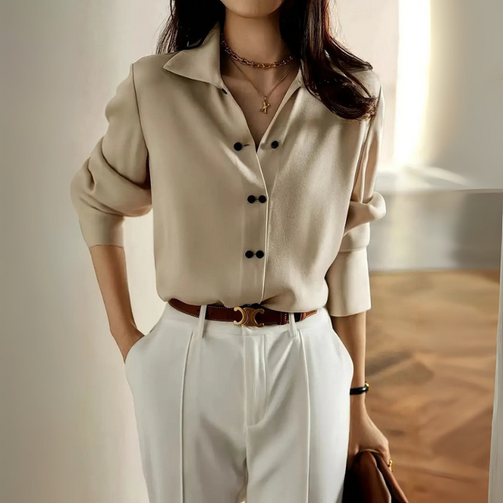 Women’s Blouse with Asymmetrical Button Front