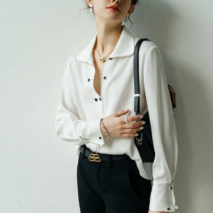 Women’s Blouse with Asymmetrical Button Front