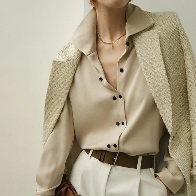 Women’s Blouse with Asymmetrical Button Front