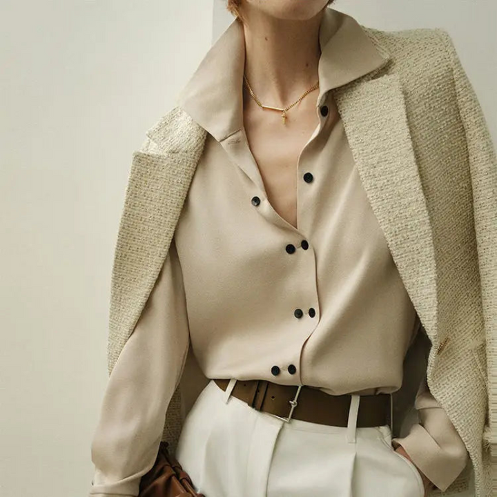 Women’s Blouse with Asymmetrical Button Front
