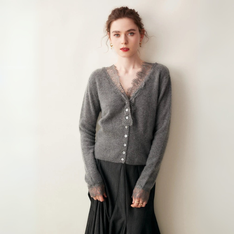 Women's Button-Front Lace Cardigan Stylish Layering
